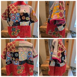 Upcycled Kantha & Quilt-top Cropped Top XL-1X Peace Signa Dont Throw It Out